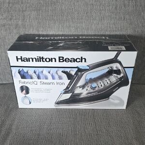 Hamilton Beach FabricIQ Steam Iron, 1800W, New, Black And Silver.